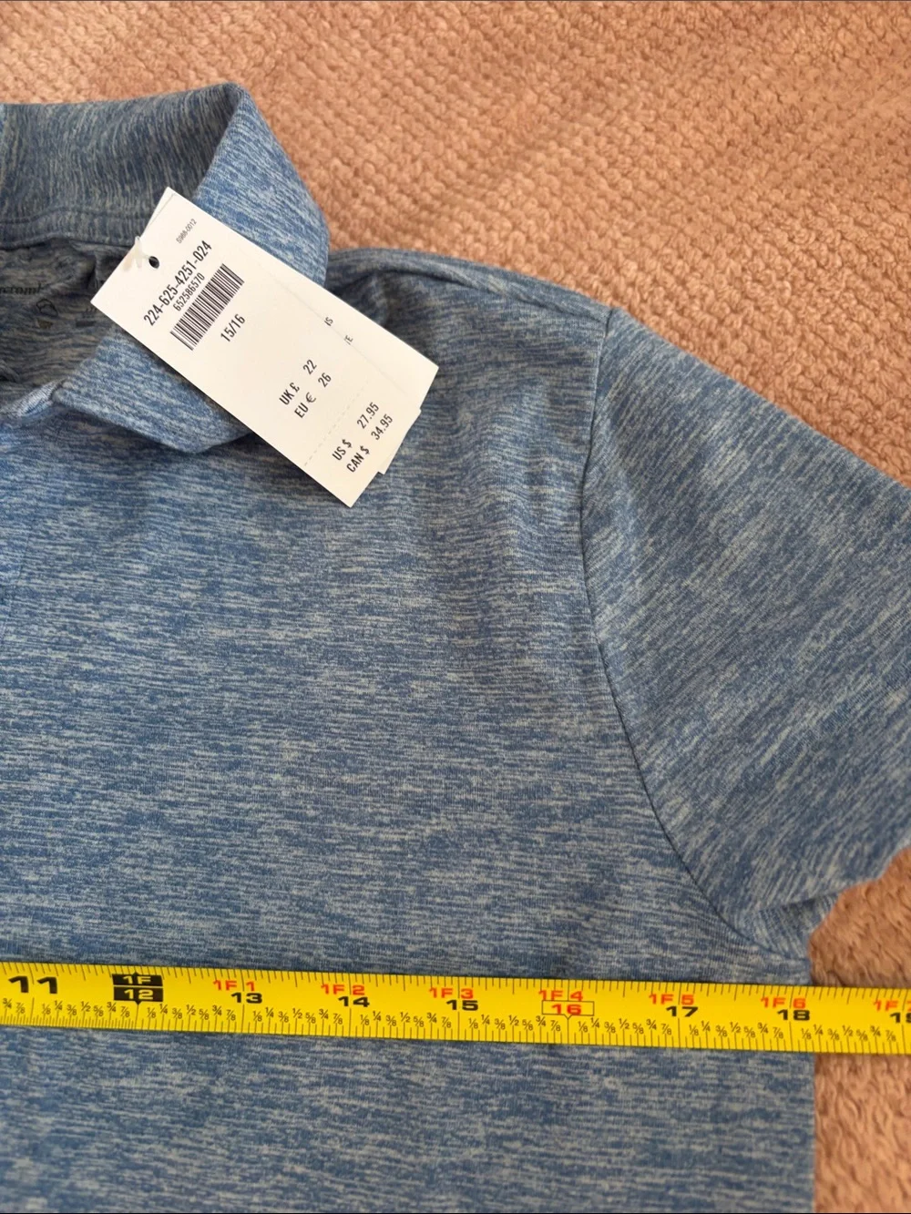 Abercrombie Kids Heathered Light Blue Polo NEW size 15/16